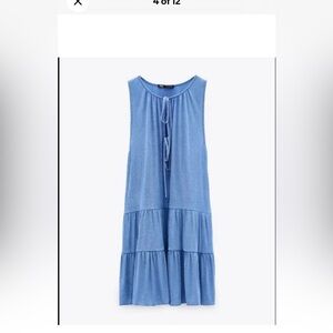 💙 Zara Blue Tiered Sleeveless Dress — Size Medium 💙